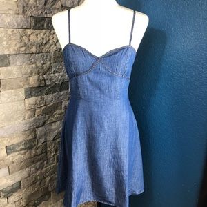 Denim corset spaghetti strap mini dress